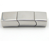Shiny Silver 12X6mm Inner Size Stainless Steel Slide-in End Hook Magnetic Clasp for Flat Braided Leather Cord