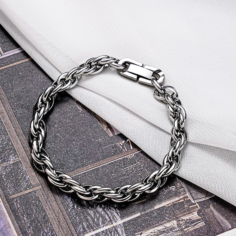 Vintage New Design Stainless Steel 6/8/11mm Twisted Chain Bracelet for Men