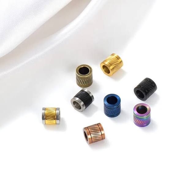 Stainless Steel Jewelry Fittings 6mm Large Hole Cylindrical Bead Bracelet Bead Fittings Leather Bracelet Separator Bead