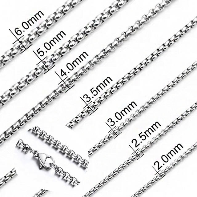 316L Stainless Steel Rolo Chain Necklace 2.0mm/2.5mm/3.0mm/4.0mm Square Rolo Chain Necklace