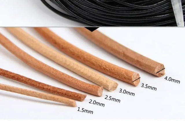100% Natural Genuine Cowhide 2mm Leather Round Cord Original Tan Color Round Leather Cord