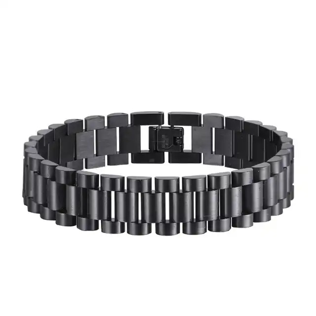 Watch Band Bracelet Stainless Steel Jewelry Men Women Gold Plated Bracelet