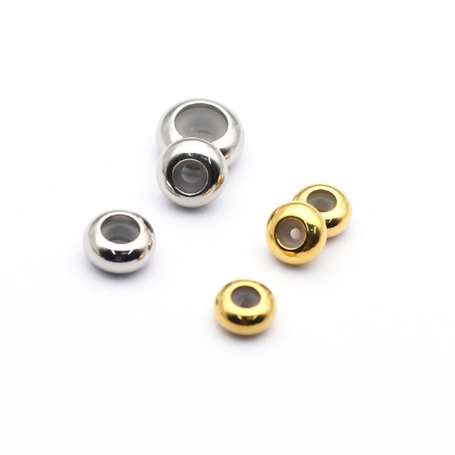 18K Gold Plated Stainless Steel Beads Round Metal Spacer Bead for Jewelry Making