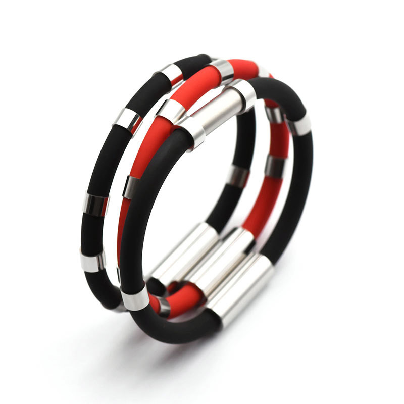 Fashion Men Women Accessories Silicone Rubber Bracelet Stainless Steel Metal Clasp 1 Set