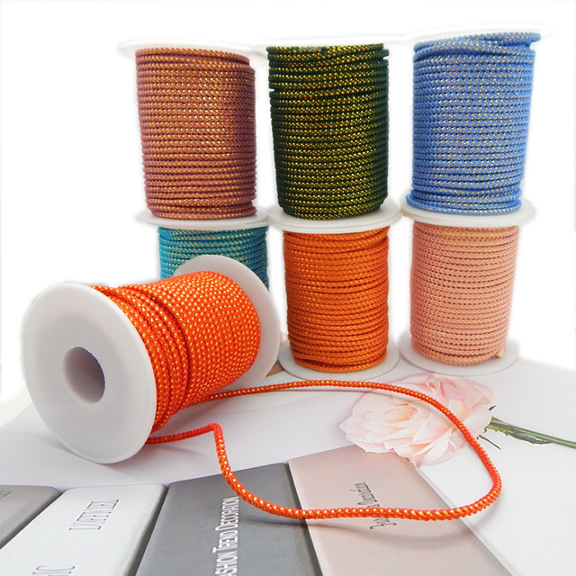 New Arrival 3mm Round Gold Nylon Braided Knotting Silk Rope Milan Cord for Jewelry Making