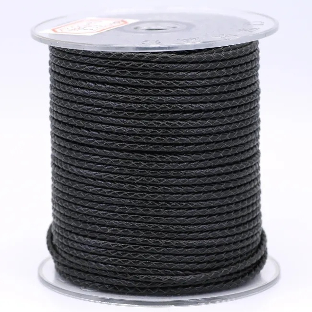 3mm High Quality Round Braided Leather Cord for Bag Jeweley Accessories