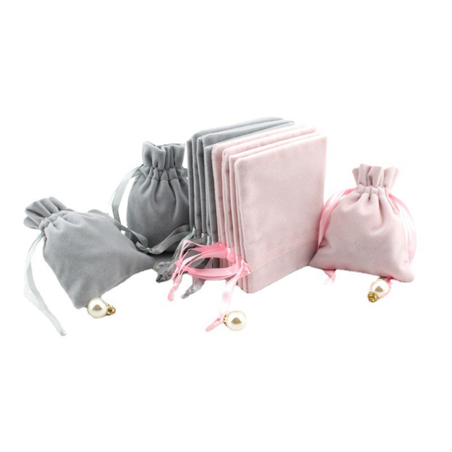 High End Custom Suede Velvet Fabric Drawstring Pouches Small Gift Perfume Storage Jewelry Packing Bags
