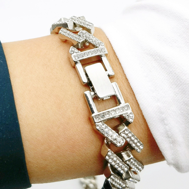 Hip Hop Jewelry Cuban Chain 15mm Simple Diamond Men′s Necklace