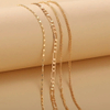 New Arrival 4PCS Multilayer Alloy Anklet for Women Summer Beach Creative Retro Simple Chain Foot Ornament Gold Color Jewelry