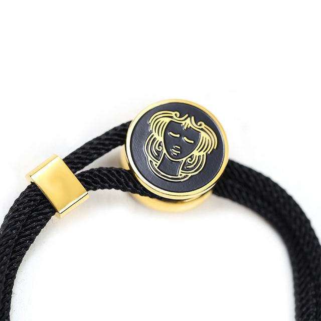 New Design 12 Constellations Zodiac Sign Charm Rope Leather Adjustable Cord Bracelet