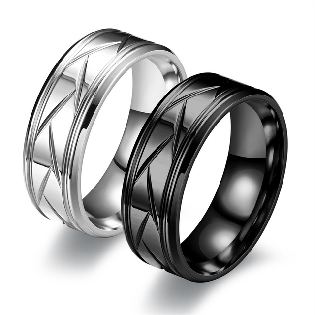 New Arrival European and American Striped Ring Minimalist Couple Stainless Steel Ring