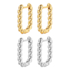 Famous Design Gold Plated Brass Jewelry Hypoallergenic Retro Rectangular Twisted Hoop Earrings