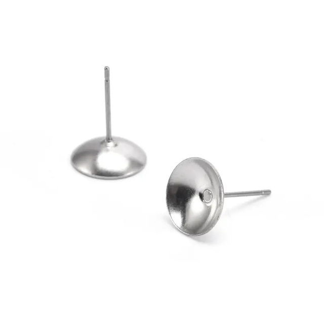 Wholesale Stainless Steel Pearl Post Cup Stud Earring Gold Plated Ear Pins for Women Earring Jewelry Making Accessories