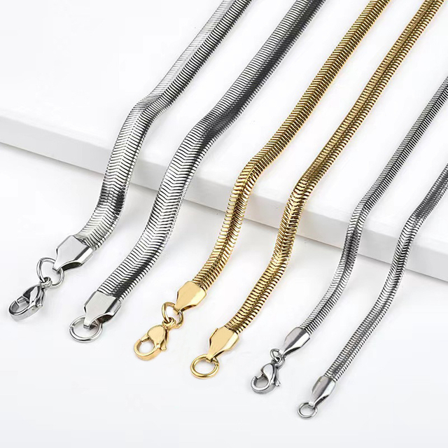 Wholesale Custom Stainless Steel Silver 18K Gold Herringbone Chain Necklace for Women