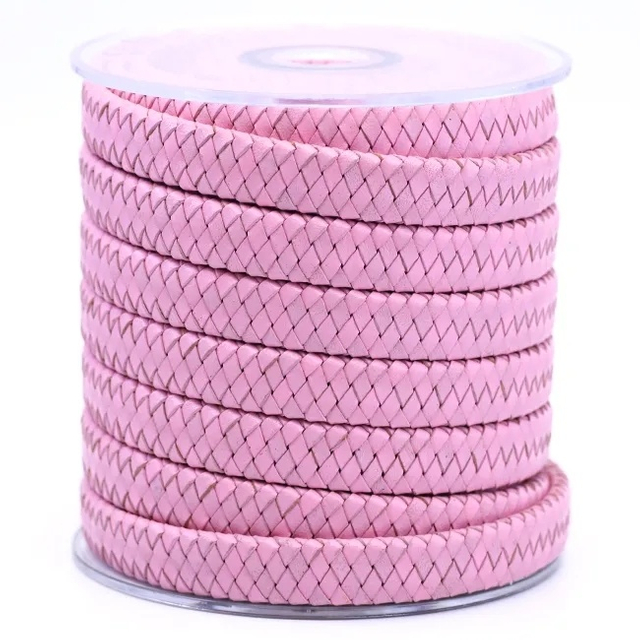 Fashion Accessories 12mm*6mm Red Braided Flat Bovine Leather Cord Weaving