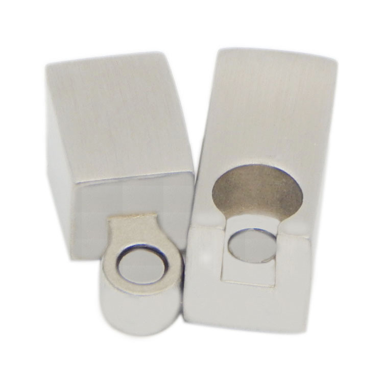China Jewelry Bracelets Findings Square Hole Stainless Steel Claps Locks for 6mm 8mm Round Leather Cord Connector