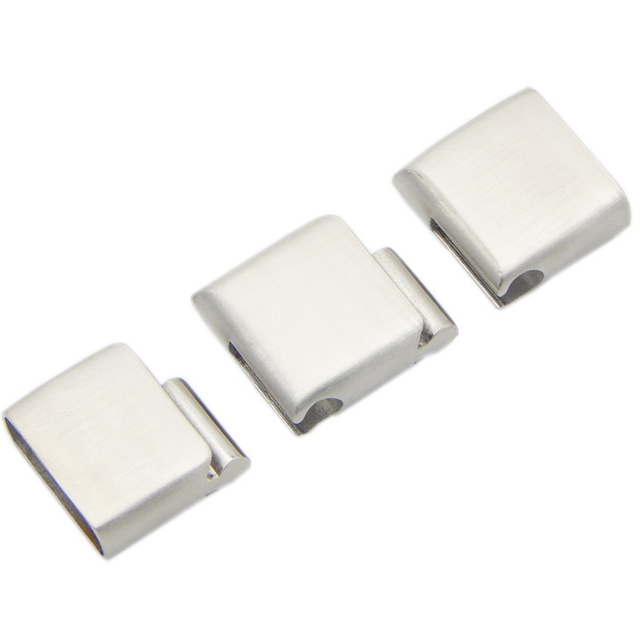 Matt Polished Three Sections Silver Stainless Steel Clasps Stopper 16X5mm for Jewelry Designs