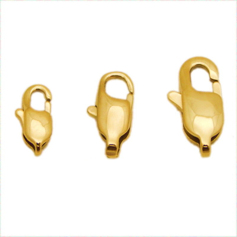 Gold Silver 9mm 11mm 13mm Vacuum Real Gold Color 304 Stainless Steel Lobster Locks Clasps Jewelry Component for Necklace DIY