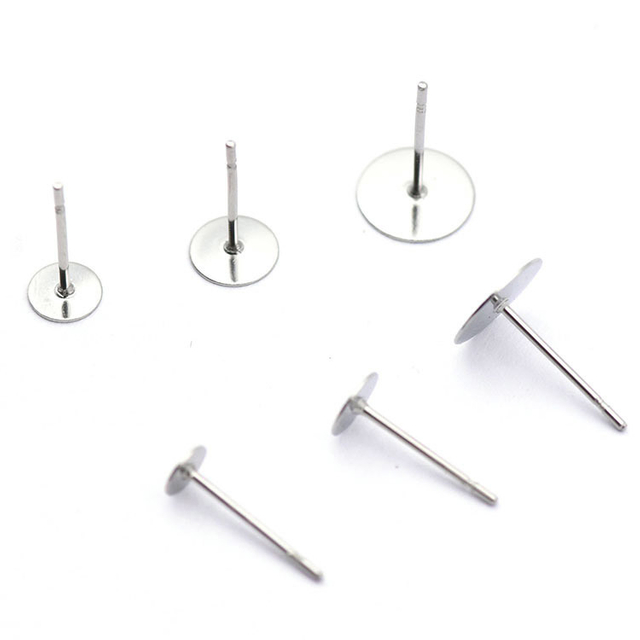 316L Steel Stud Ear Post Flat Pads Earring Posts Ear Studs Accessories Stainless Steel Earrings Pin Stud Findings