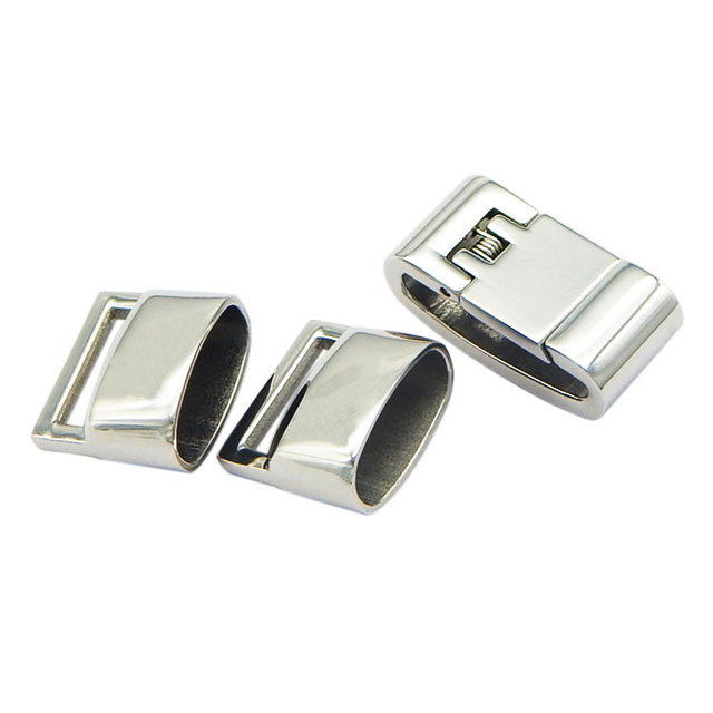 Vintage Jewellery Findings Profession Design Fold Over Stainless Steel Flat Clasps 13.5X6mm for Leather Bracelet