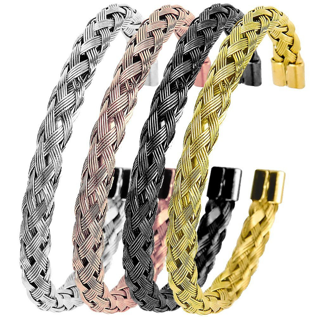 Braided Bracelet C-Opening High-Grade Titanium Steel Mesh Twisted Wire Bracelet