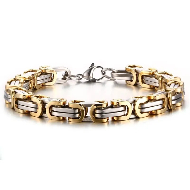 Hot Sale IP Gold Plated Stainless Steel Mens Motorcycle Bike Chain Bracelet