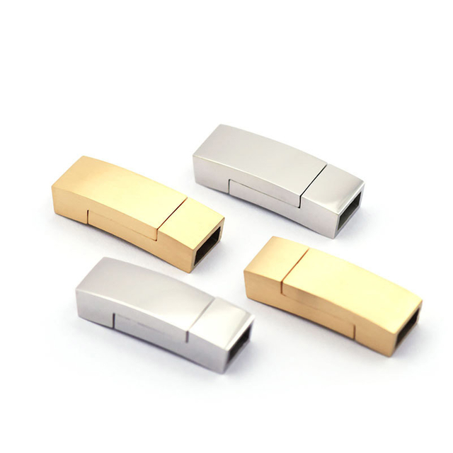 Stainless Steel Flat Bracelet Clasp 6*3mm Upper and Lower Magnetic Clasp for Leather Bracelet and Necklace