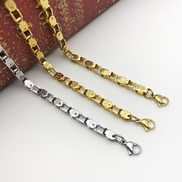 2mm 4mm 5mm 7mm 18K Gold Plated 316L Stainless Steel Necklaces Chain Street Punk Jewelry Wholesale