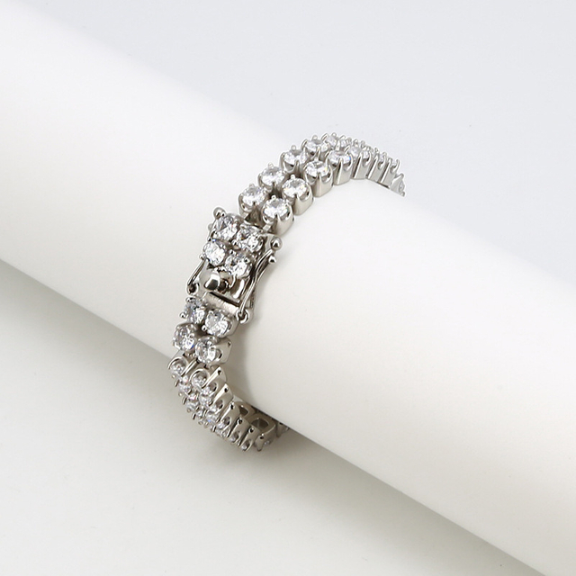 Silver Gold Rose Gold Plating Diamond Crystal Bracelet Tennis Rhinestone Bracelet Bangle for Women Men