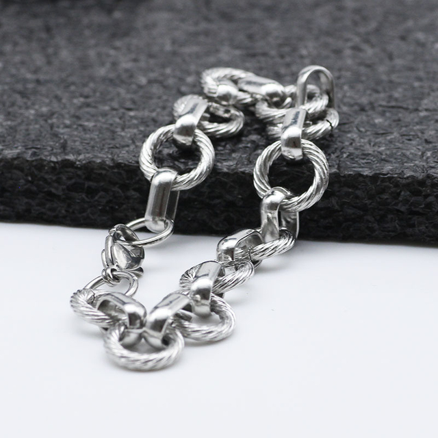 Korean Style Wide 13mm Personalized Stainless Steel Handmade Chain Bracelet