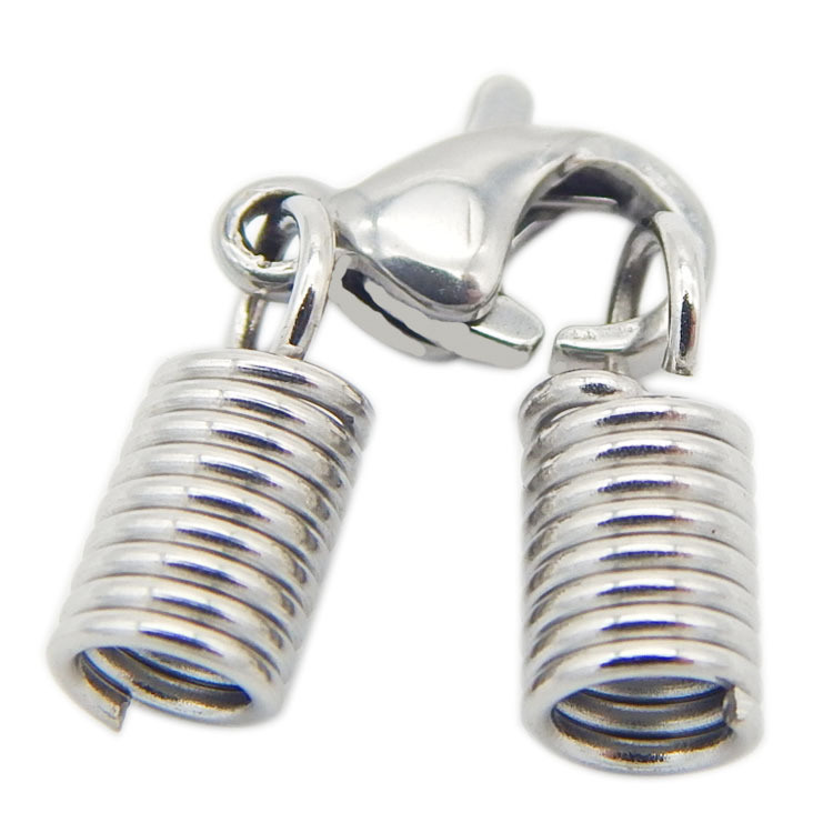 Manufacture Stainless Steel Necklace Cord End Spring Silver Tone Lobster Clasp with Hole 2mm/2.5mm/3mm/3.5/4mm