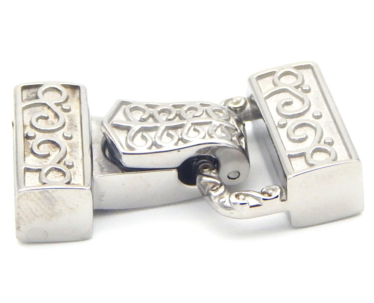 Wholesale 12.5X4mm Rectangle 316L Stainless Steel Square Hole Flat Hook Clasp for Leather Cord Bracelets Jewelry Finding