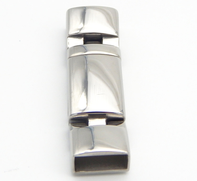 Inner Size 5*11mm Fitting Flat Leather High Polish Finish Clasps Jewelry Findings with Laser Logo