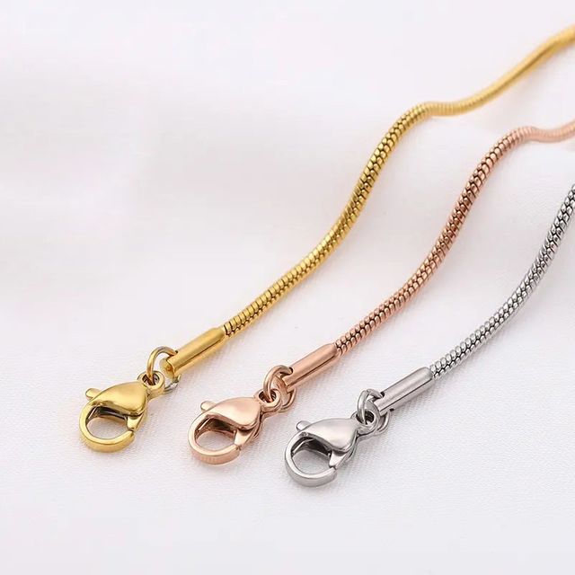 18K Gold Women Fashion Gold Stainless Steel Snake Necklace Chain