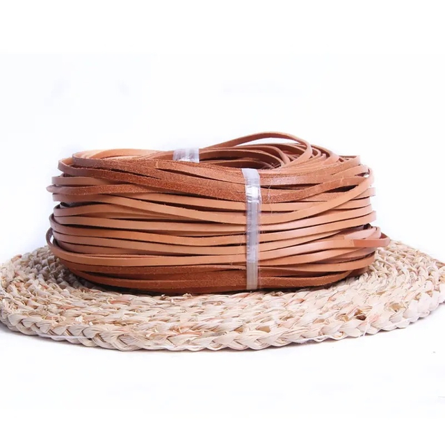 3mm 5mm 10mm Width Genuine Cowhide Plain Flat Leather for Jewelry Making