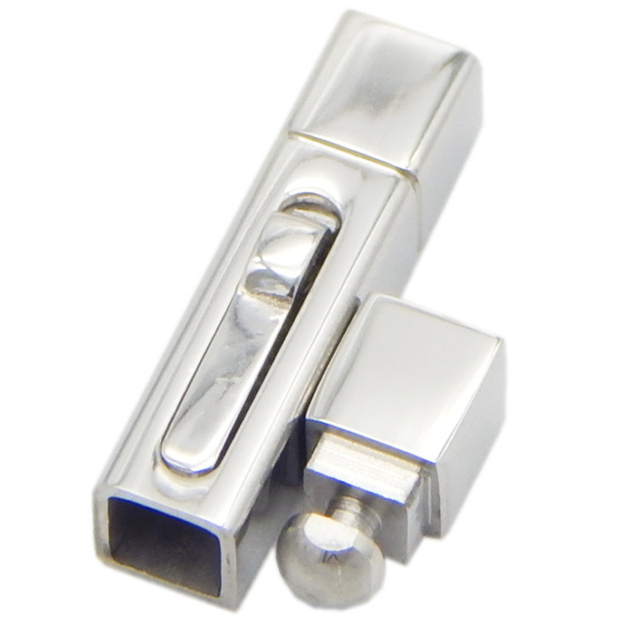 Wholesale 304 Stainless Steel Casting Snap Button Rectangle Clasp for Leather Cord Bracelet