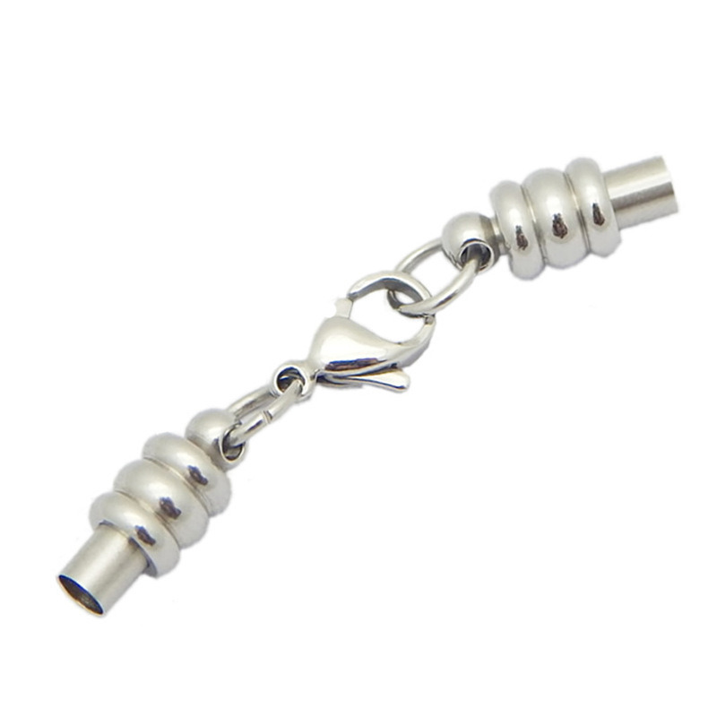 DIY Stainless Steels Silver 2mm 3mm Leather Rope Chain Lobster Screw Twist Clasp