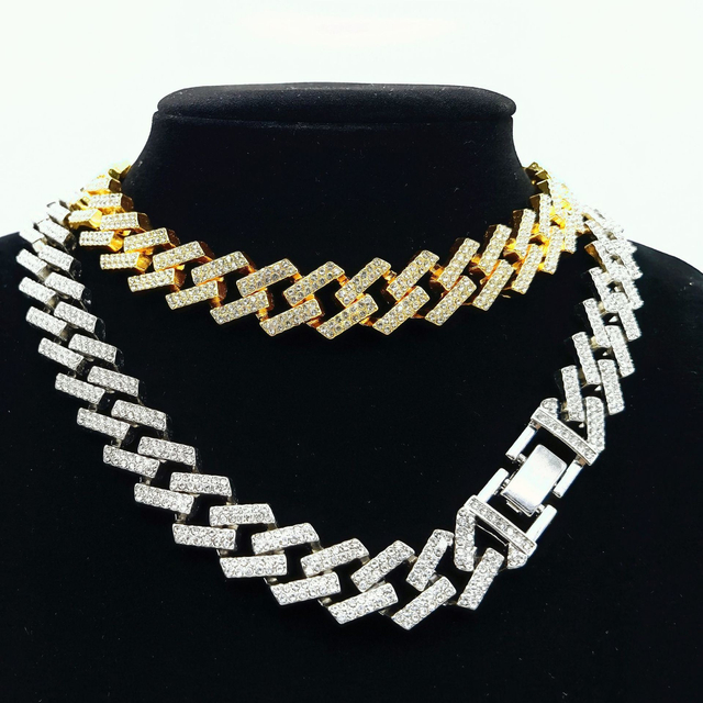 Hip Hop Jewelry Cuban Chain 15mm Simple Diamond Men′s Necklace