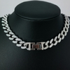 Hip Hop Bling Iced out Men′s Rapper Necklace Full Rhinestone Miami Cuban Link Chain Bracelet for Men Jewelry
