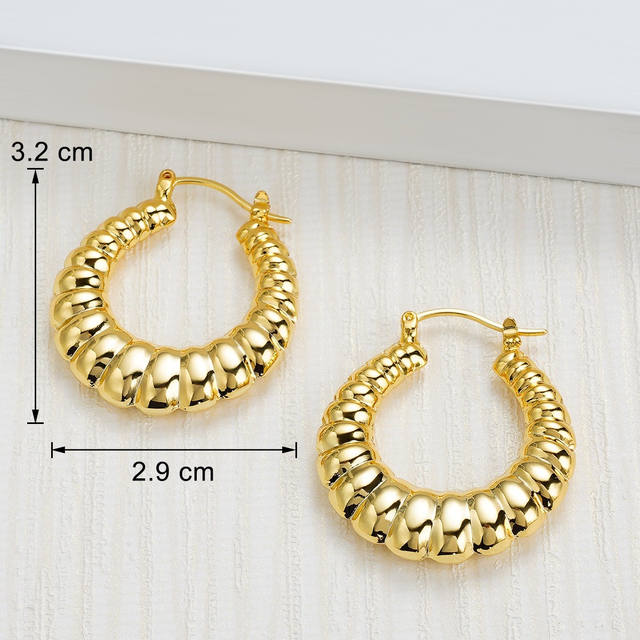 Round Twist Earrings for Women Girls 18K Gold Plated Hoop Earrings