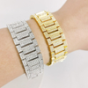 Alloy Hip-Hop 21mm Rhinestone Gold Silver Bracelet Watch Chain Bracelet for Men and Women