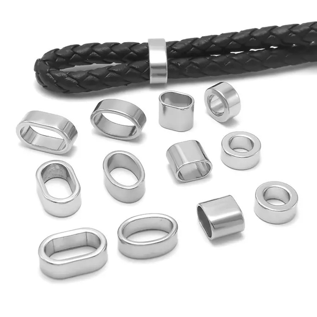 Wholesale Stainless Steel Spacer Beads Oval Seamless Positioning Ring Large Hole Spacer for Bracelet Leather Cord
