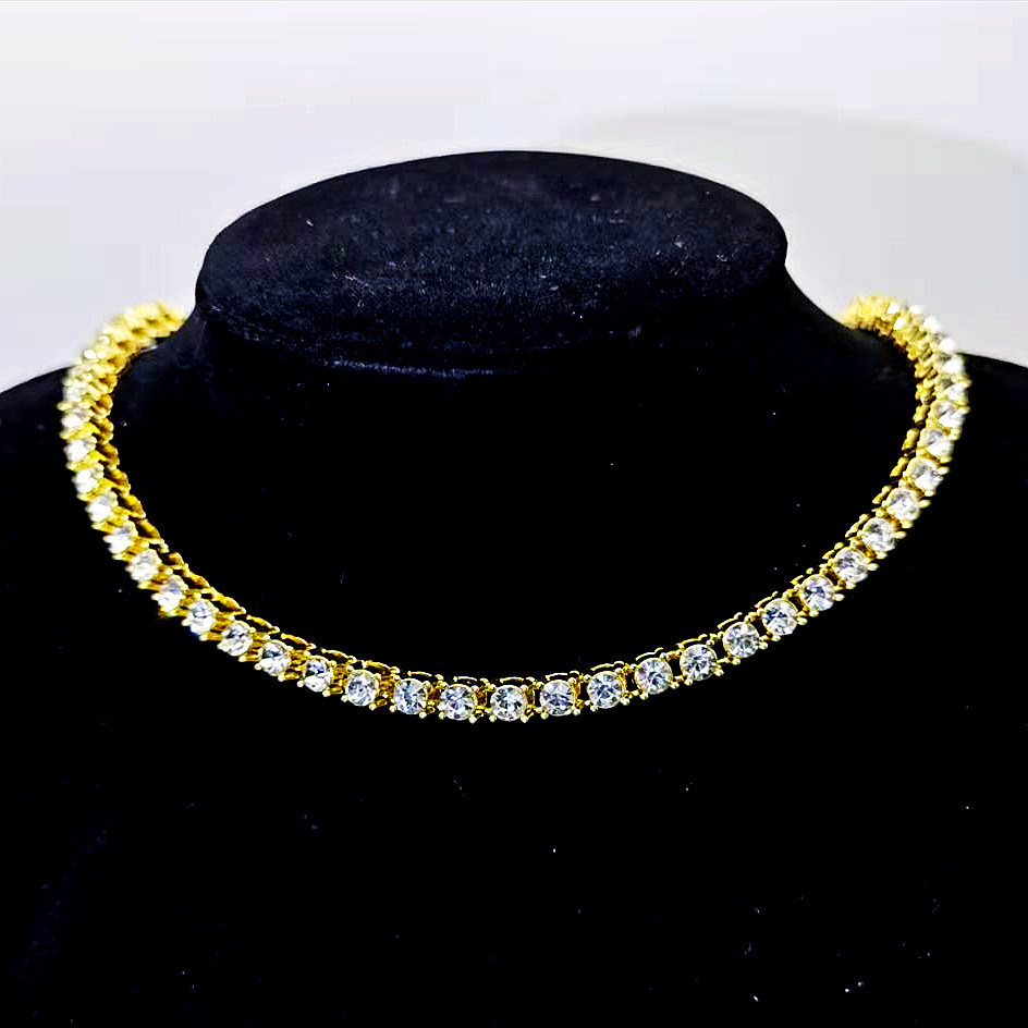 Wholesale Custom Hip Hop Necklace Iced out AAA Cubic Zircon 5mm Diamond Tennis Chain Necklace