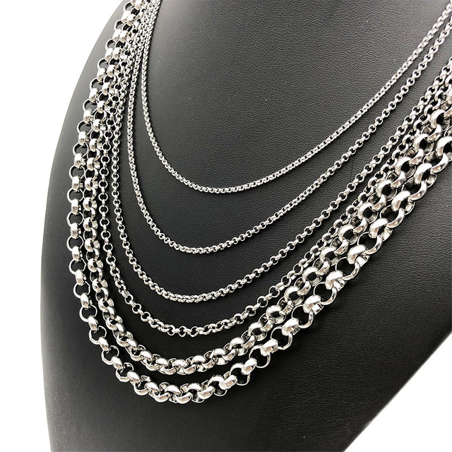 Stainless Steel 18K Gold Silver 2/3/4/5/6mm Cross Cable O-Shape Chain Oval Link Chain Necklace for Men Women