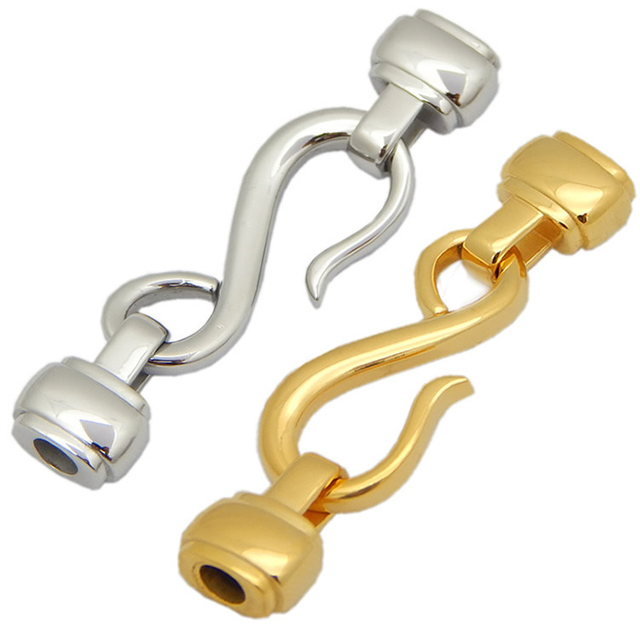 New Style Hole Size 8.0X4.0mm S Shape Gold Stainless Steel Clasp for Leather Bracelet