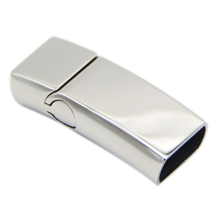 Popular 316L Stainless Steel Silver/Matt Silver Laser Logo Flat Clasp 12X6mm with Srews to Fix The Leather Cord