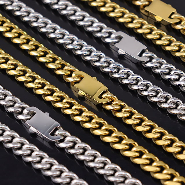 New Arrival Stainless Steel Gold Plated Miami Hip Hop Cuban Chain Bracelet