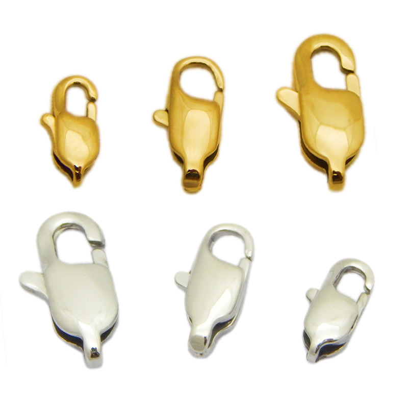 Gold Silver 9mm 11mm 13mm Vacuum Real Gold Color 304 Stainless Steel Lobster Locks Clasps Jewelry Component for Necklace DIY