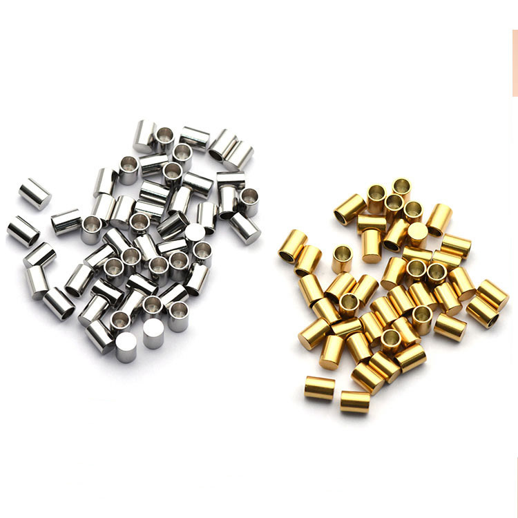Custom Gold Silver Stainless Steel Jewelry Cord Chain Connectors Tube End Caps Finding for Bracelet Leather Rope Jewelry Making