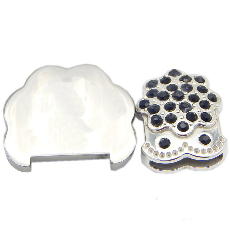 Jewelry Findings Silver Polish Black Beads Charming Shape Flat Steel Clasps 14.5X2.2mm